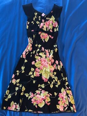 Betsey Johnson Black & Royal Blue Dress with Subtle Pink Accent
